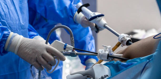 a surgical room during a laparoscopy procedure