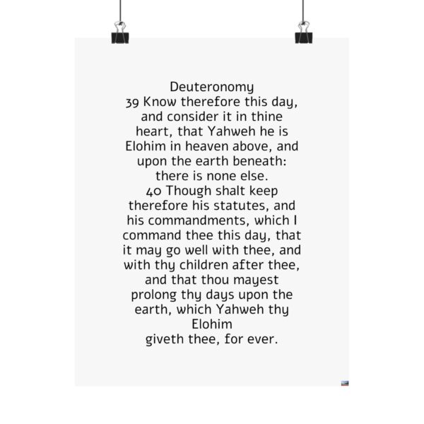 Deuteronomy 4:39-40 kjv matte vertical posters