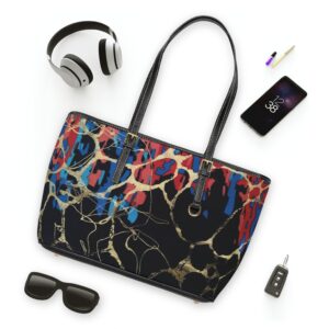 gold marble vein pu leather shoulder tote bag
