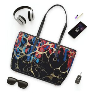gold marble vein pu leather shoulder tote bag