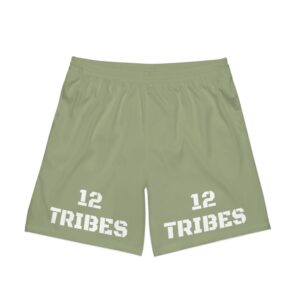 12 Tribes olive beach shorts — men's athletic swim trunks