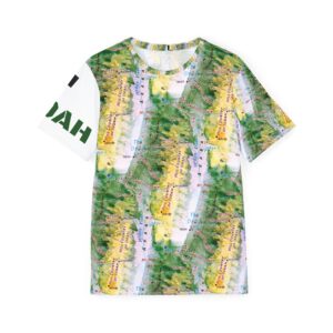 men's Hill Country of Judah camo maps sports jersey — green tropical jersey with graphic sleeve