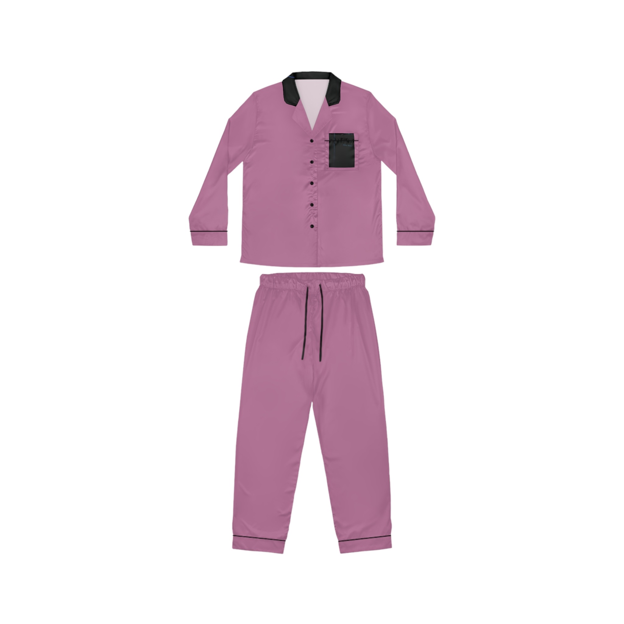 women's satin pajama set — mauve two-piece sleepwear with contrast Bible trim